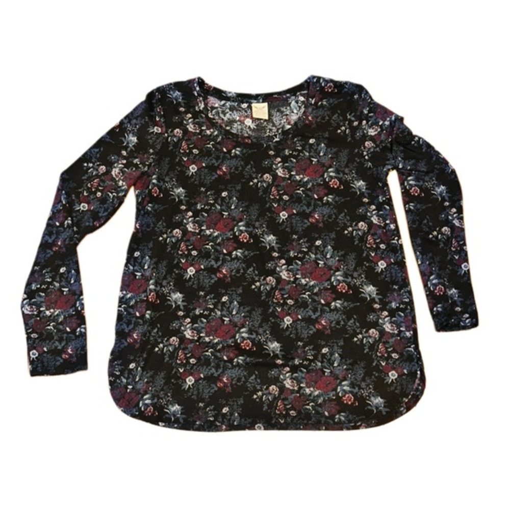 Faded Glory Floral Long Sleeve Top Y2K